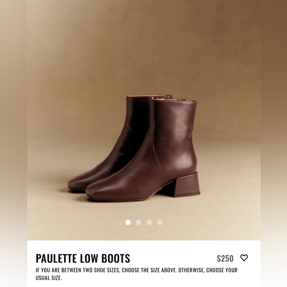 Sezane Paulette Low Boots Glossy Chocolate - Size 7